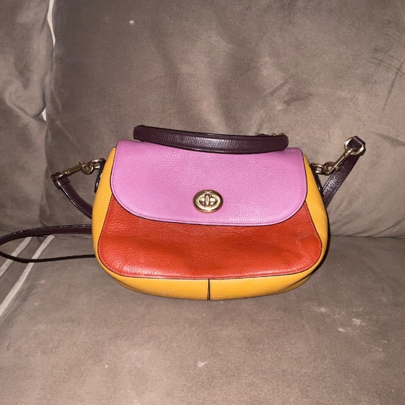 Coach Drifter Top Handle Satchel – Colorblock Purple/Mustard/Orange - Picture 4 of 8